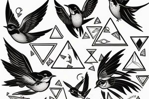 Robin landing on a triangle tattoo idea