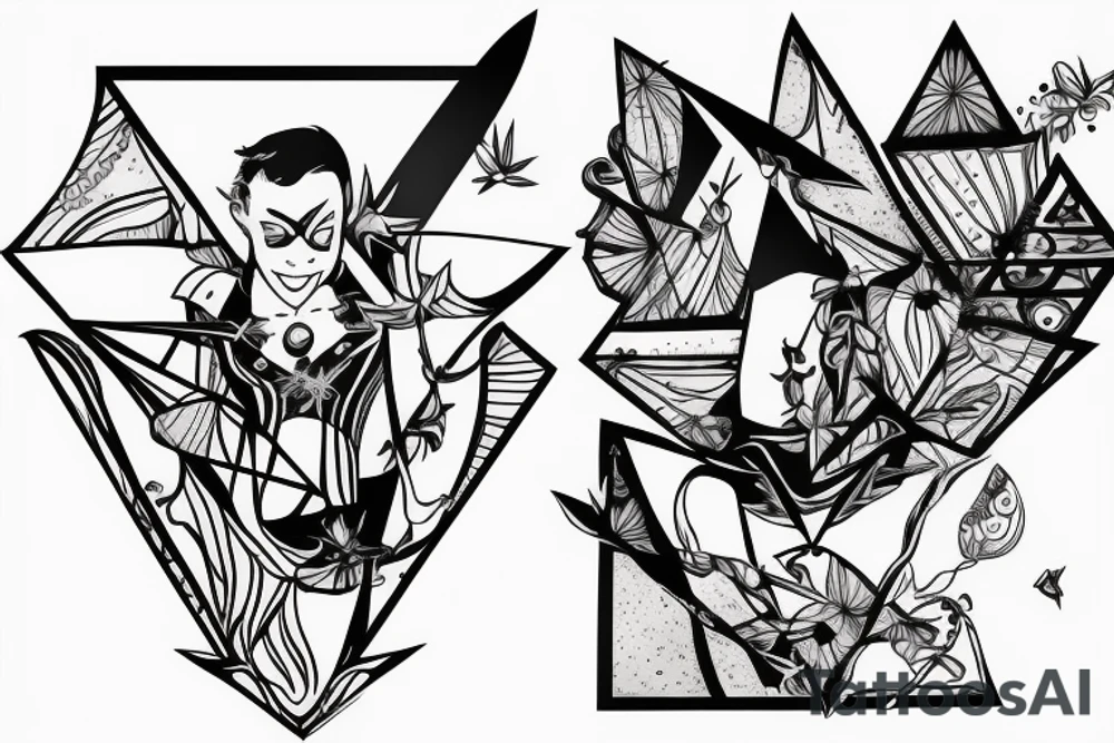 Robin landing on a triangle tattoo idea