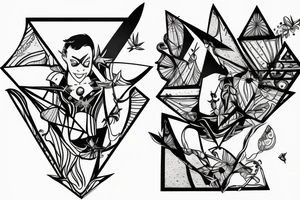 Robin landing on a triangle tattoo idea