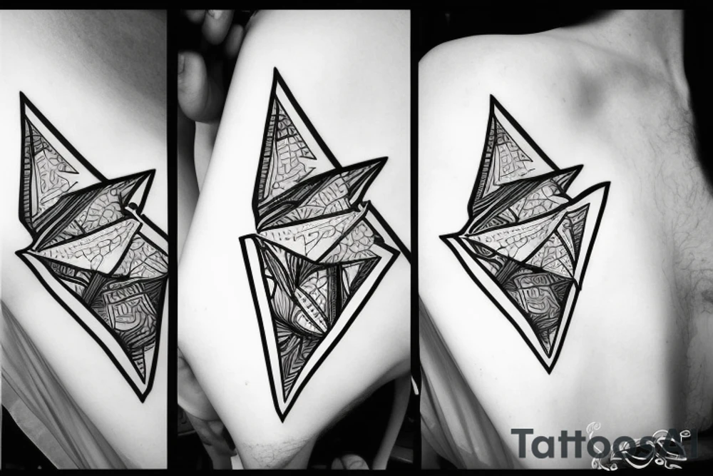 Robin landing on a triangle tattoo idea