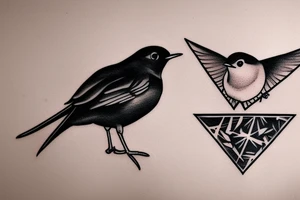 Robin bird landing on a triangle tattoo idea