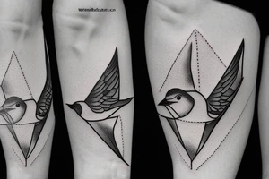 Robin bird landing on a triangle tattoo idea