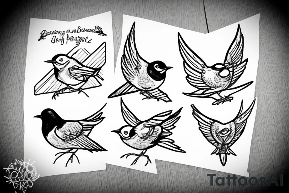 Robin bird landing on a triangle tattoo idea