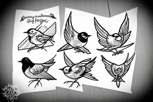 Robin bird landing on a triangle tattoo idea