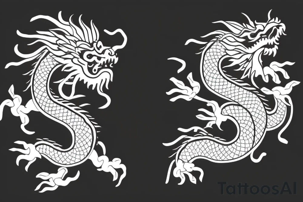 Chinese dragon with flowers intertwined tattoo idea