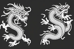 Chinese dragon with flowers intertwined tattoo idea