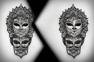 Bali mask girl tattoo idea