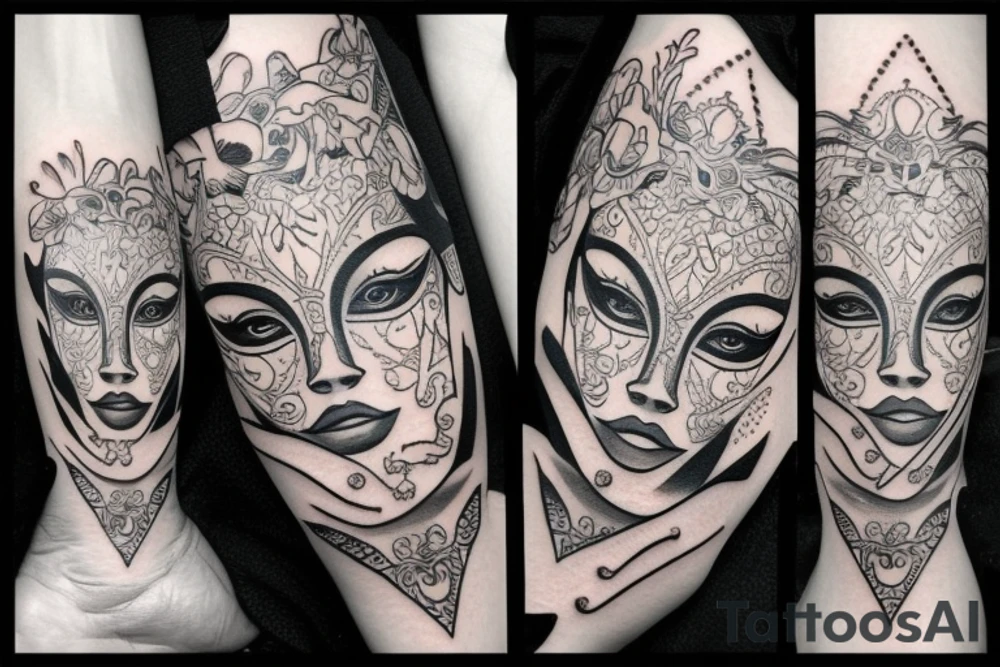 Bali mask girl tattoo idea
