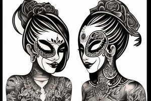Bali mask gang girl tattoo idea