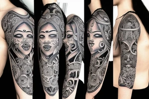 Bali mask gang girl tattoo idea