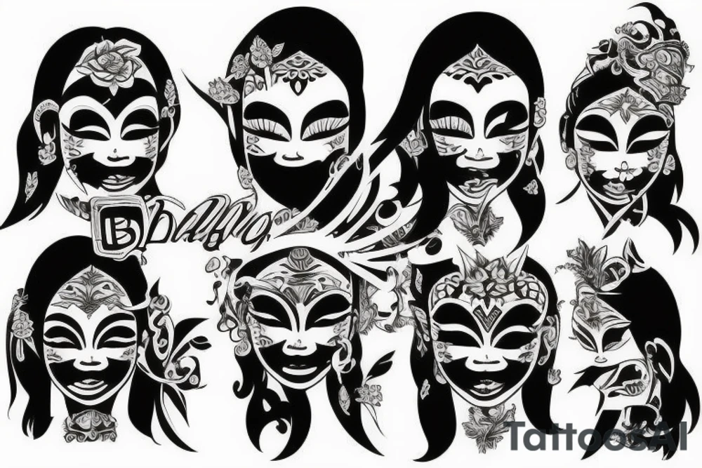 Bali mask gang girl tattoo idea