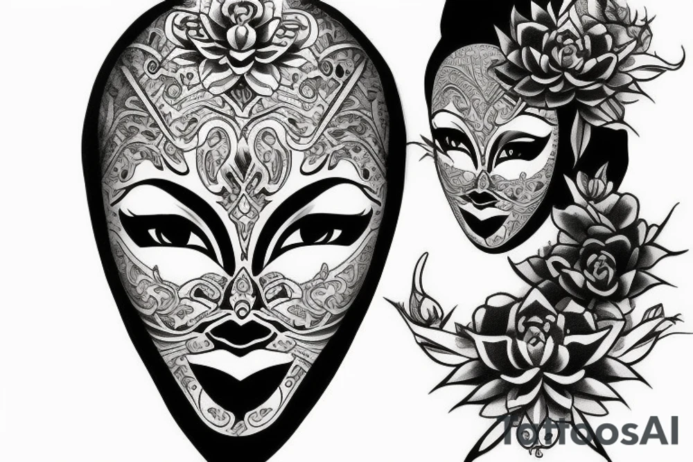 Bali mask gang girl tattoo idea