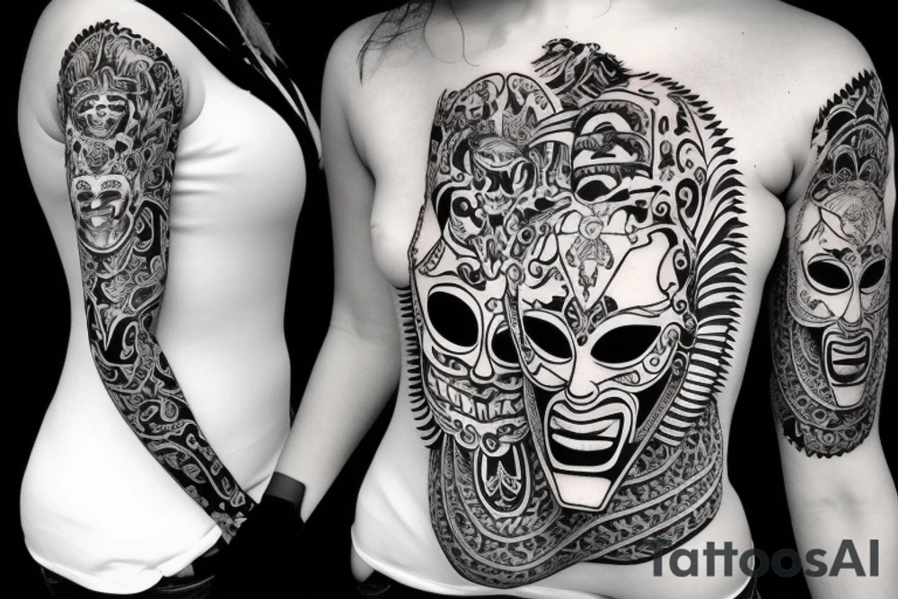 Bali mask gang girl tattoo idea