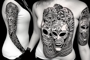 Bali mask gang girl tattoo idea
