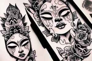 Bali mask gang girl tattoo idea
