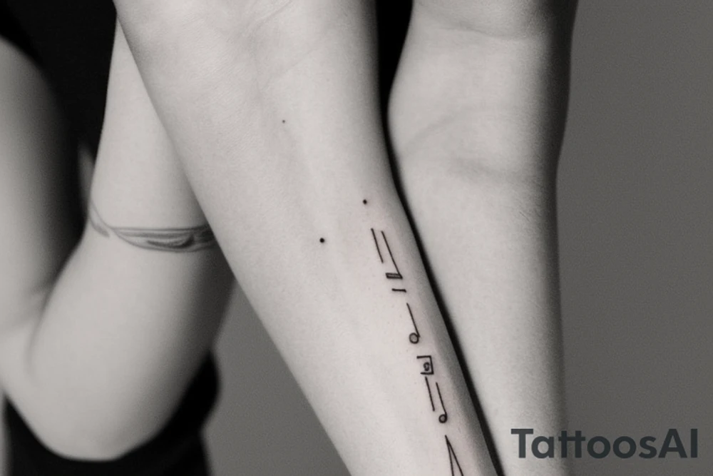 I want a rectangle shaped tattoo (ratio 2:1) on my forearm.
It should be a fine line tattoo. tattoo idea