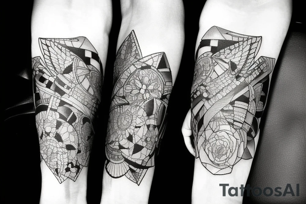 Patchwork style tattoo tattoo idea