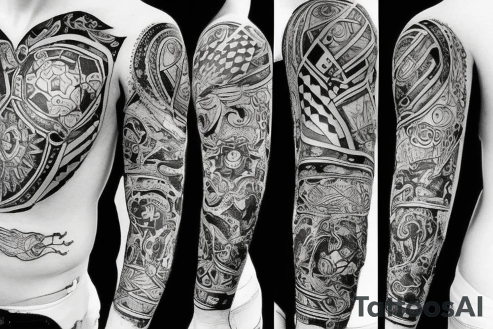 Patchwork style tattoo tattoo idea