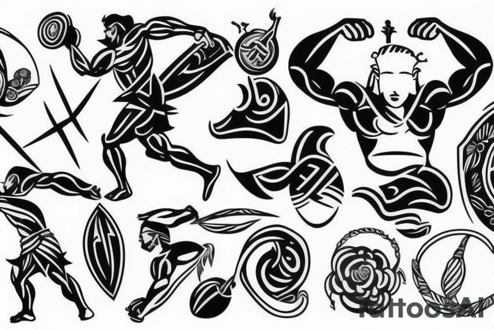 minimalist greek god muscular tattoo idea