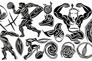 minimalist greek god muscular tattoo idea