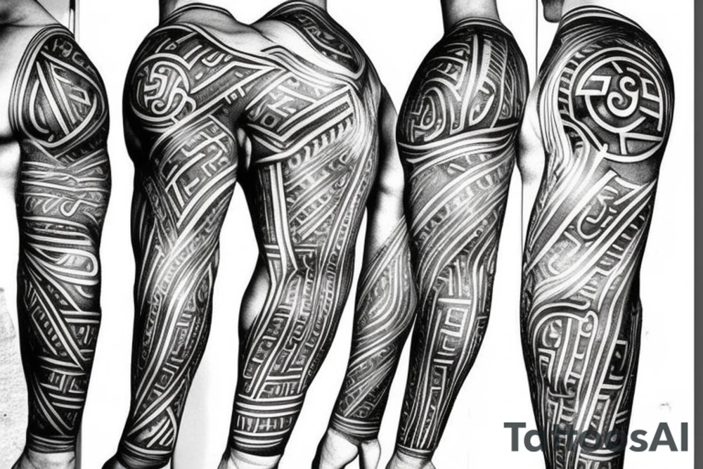minimalist greek god muscular tattoo idea