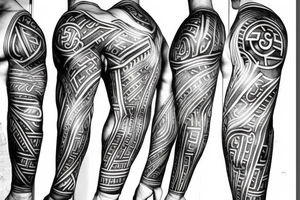 minimalist greek god muscular tattoo idea