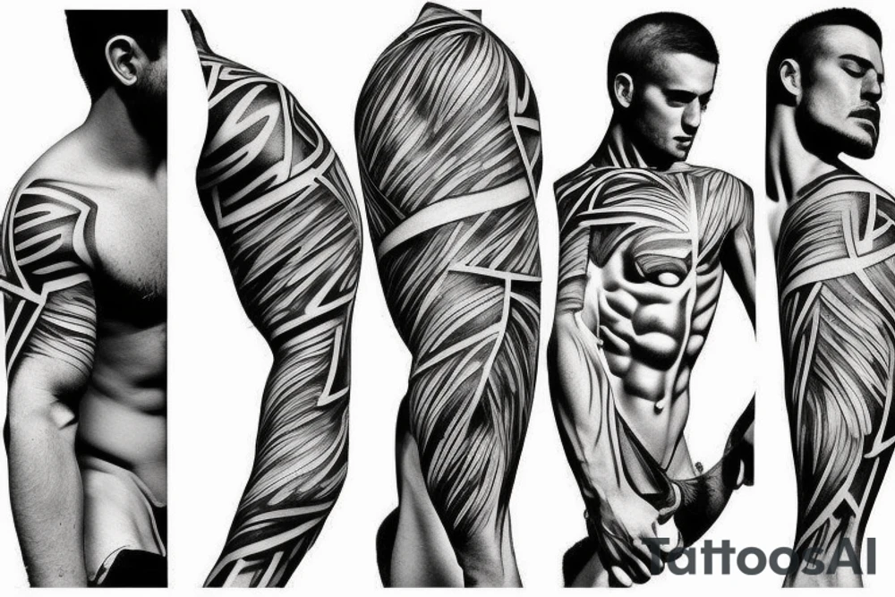 minimalist greek god muscular tattoo idea