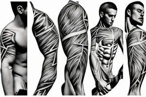 minimalist greek god muscular tattoo idea