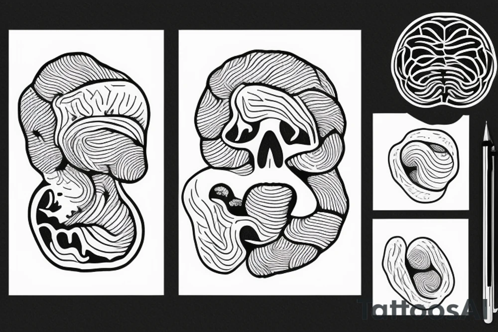 Brain half in 2 ocean waves tattoo idea