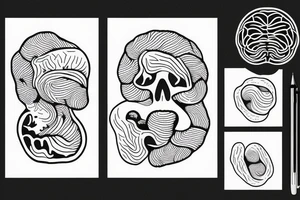 Brain half in 2 ocean waves tattoo idea