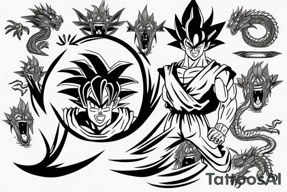 tatto goku with dragon and car tattoo idea