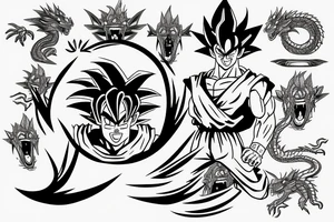 tatto goku with dragon and car tattoo idea