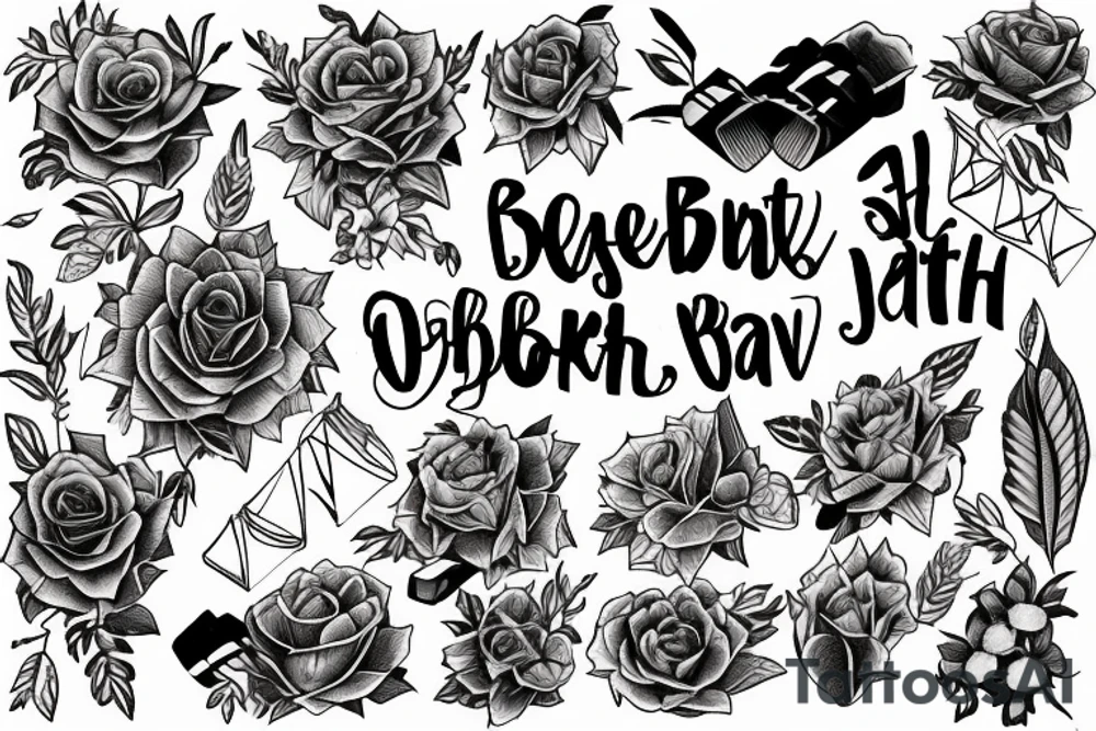 half sleave with bitrth month flowers febuary to December with a band and above the band an open books with mountains coming out tattoo idea