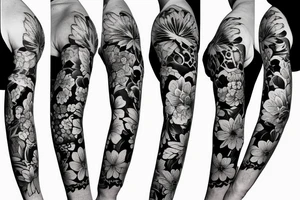 half sleeve with flower bouquet tattoo idea