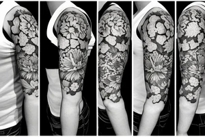 half sleeve with flower bouquet tattoo idea