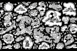 Disney font with Japanese art tattoo idea