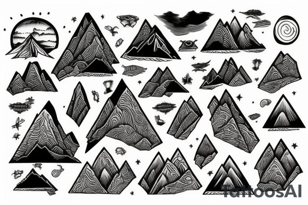 open book with mountains emerging tattoo idea