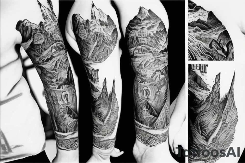 open book with mountains emerging tattoo idea