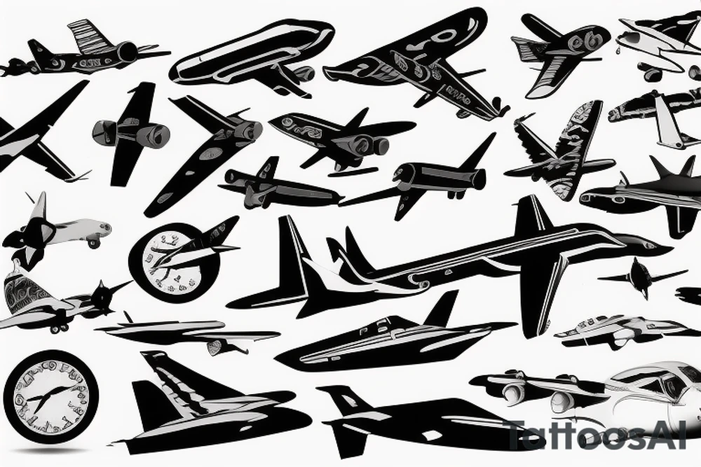 Look out of the airplane window onto the airplane wing tattoo idea