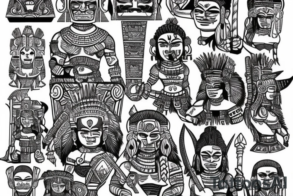 Mayan warriors
With Tikal pyramid tattoo idea