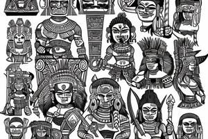 Mayan warriors
With Tikal pyramid tattoo idea