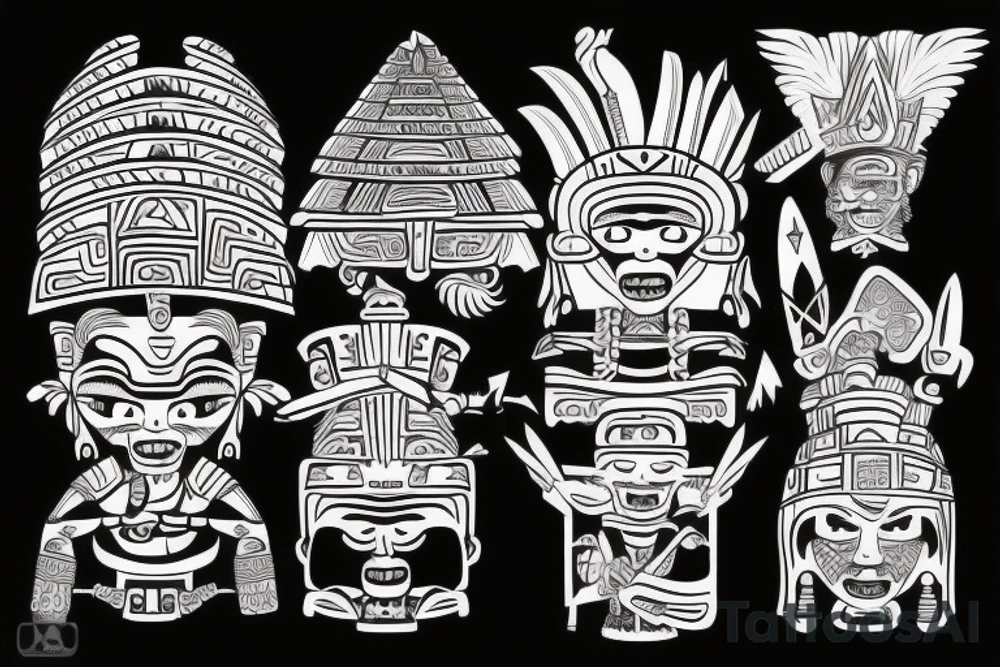 Mayan warriors
With Tikal pyramid tattoo idea