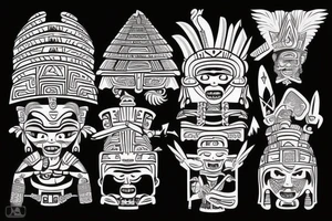 Mayan warriors
With Tikal pyramid tattoo idea