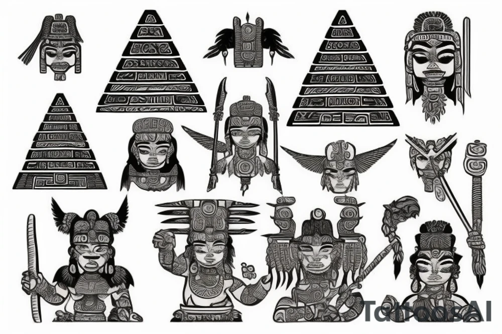 Mayan warriors
With Tikal pyramid tattoo idea