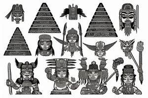 Mayan warriors
With Tikal pyramid tattoo idea