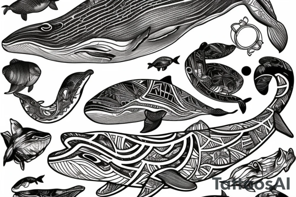 Humpack whale tattoo fine line tattoo idea