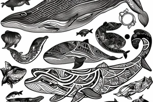 Humpack whale tattoo fine line tattoo idea