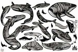 Humpack whale tattoo fine line tattoo idea