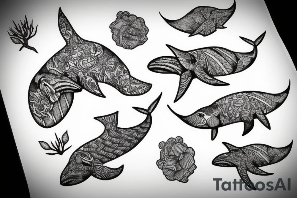 Humpack whale tattoo fine line tattoo idea