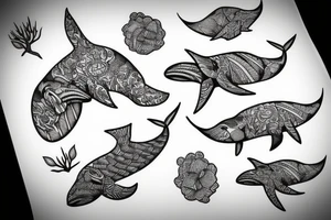 Humpack whale tattoo fine line tattoo idea